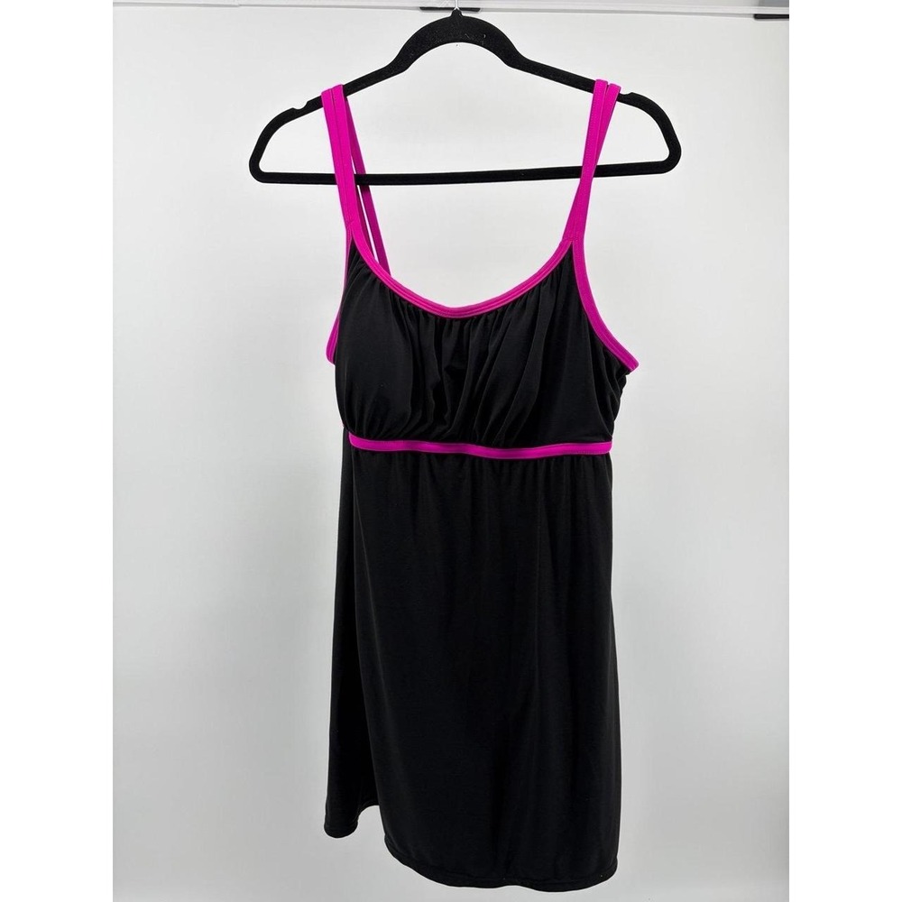 Catalina Lingerie Strap Swimdress in Rich Black,‎ Women's Size 2X (18W/20W)